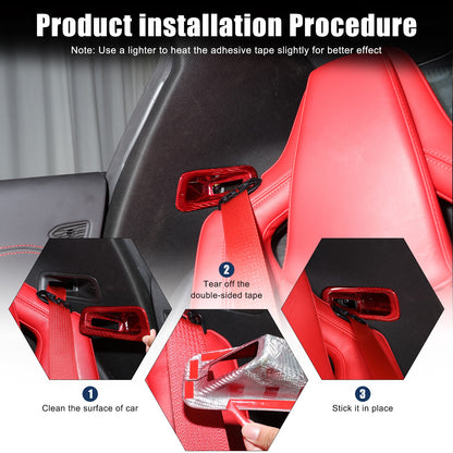 Red Real Carbon Fiber Seat Safety Belt Frame Trim For Corvette C8 2020+ 23