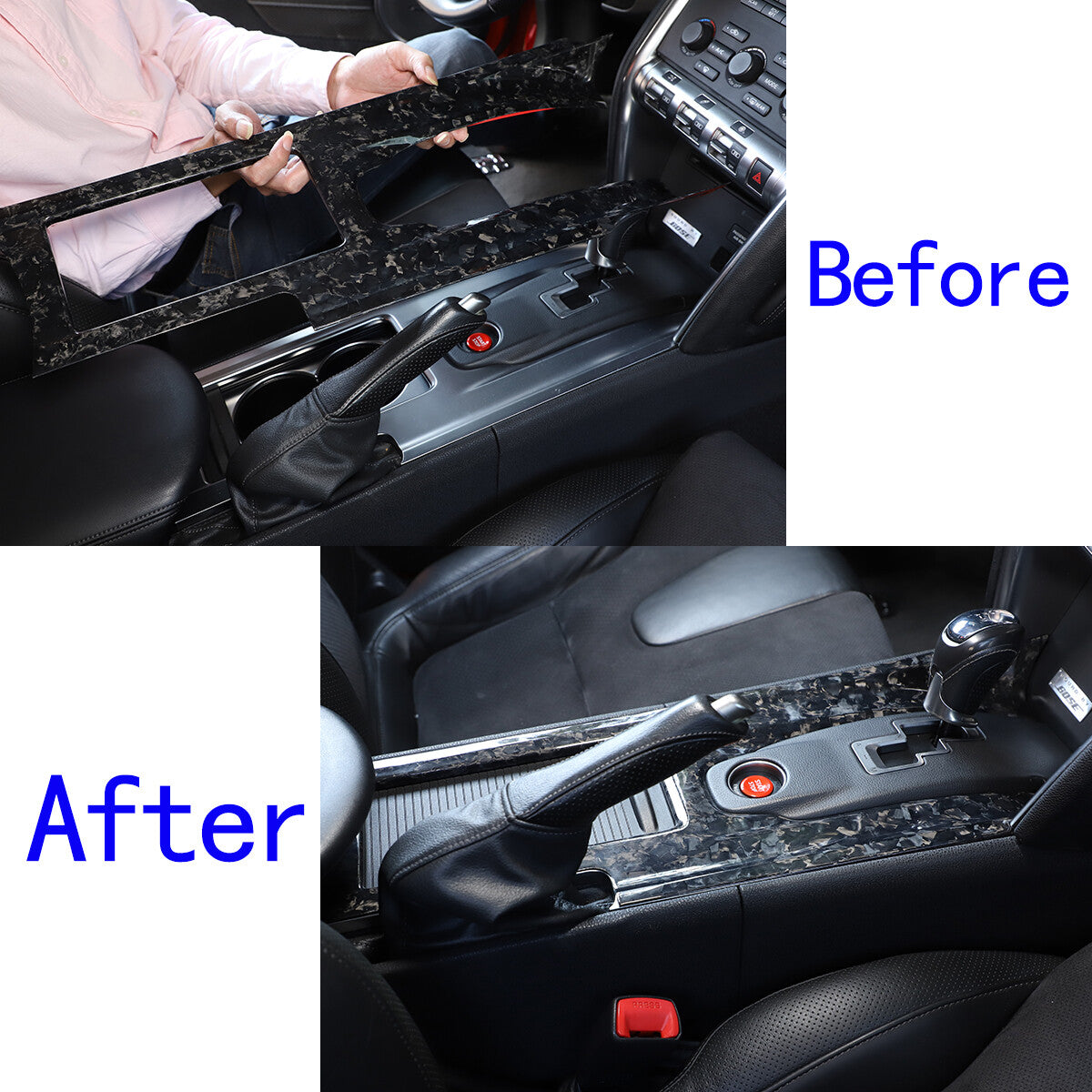 Forged Carbon Fiber Car Center Control Gear Panel Trim For Nissan GTR R35 08-16 5