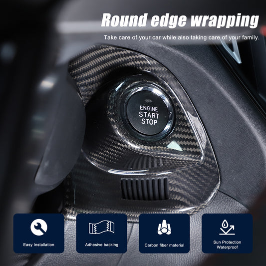 Real Carbon fiber Engine Start Stop Button Cover Trim For Subaru WRX VB 2022-24 1