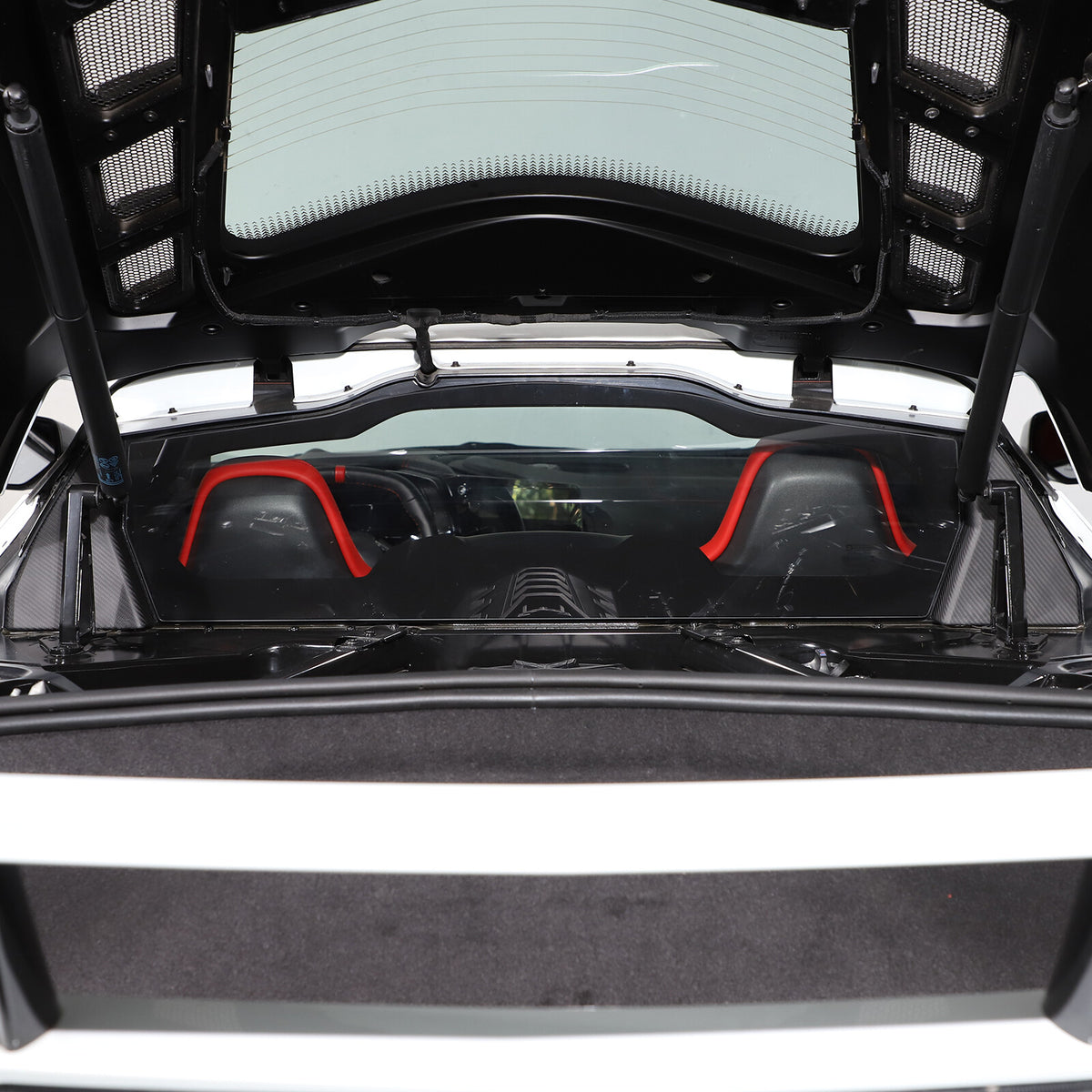Matte Carbon Fiber Engine Bay Window Glass Side Trim Cover For Corvette C8 20-26 3