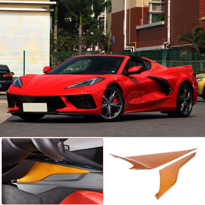 Yellow Carbon Fiber Center Console Side Panel Trim Cover For 2020-25 Corvette C8 16
