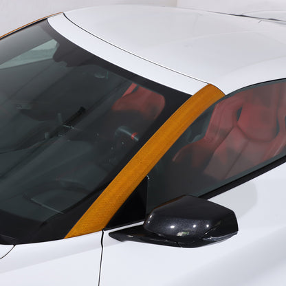 Yellow Carbon Fiber Front Window A Pillar Layover Trim For C8 Corvette 20-26 6