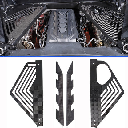 Real Carbon fiber Engine Bay Panel Cover Trim Set For Corvette C8 Coupe 20-26 2