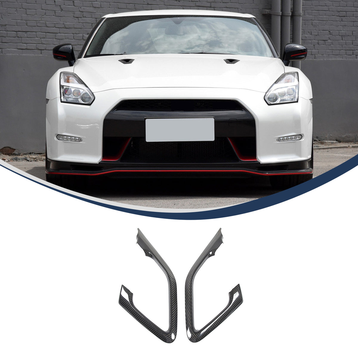 Real Carbon Fiber Interior Door Handle Frame Cover Trim For Nissan R35 GT-R GTR 16
