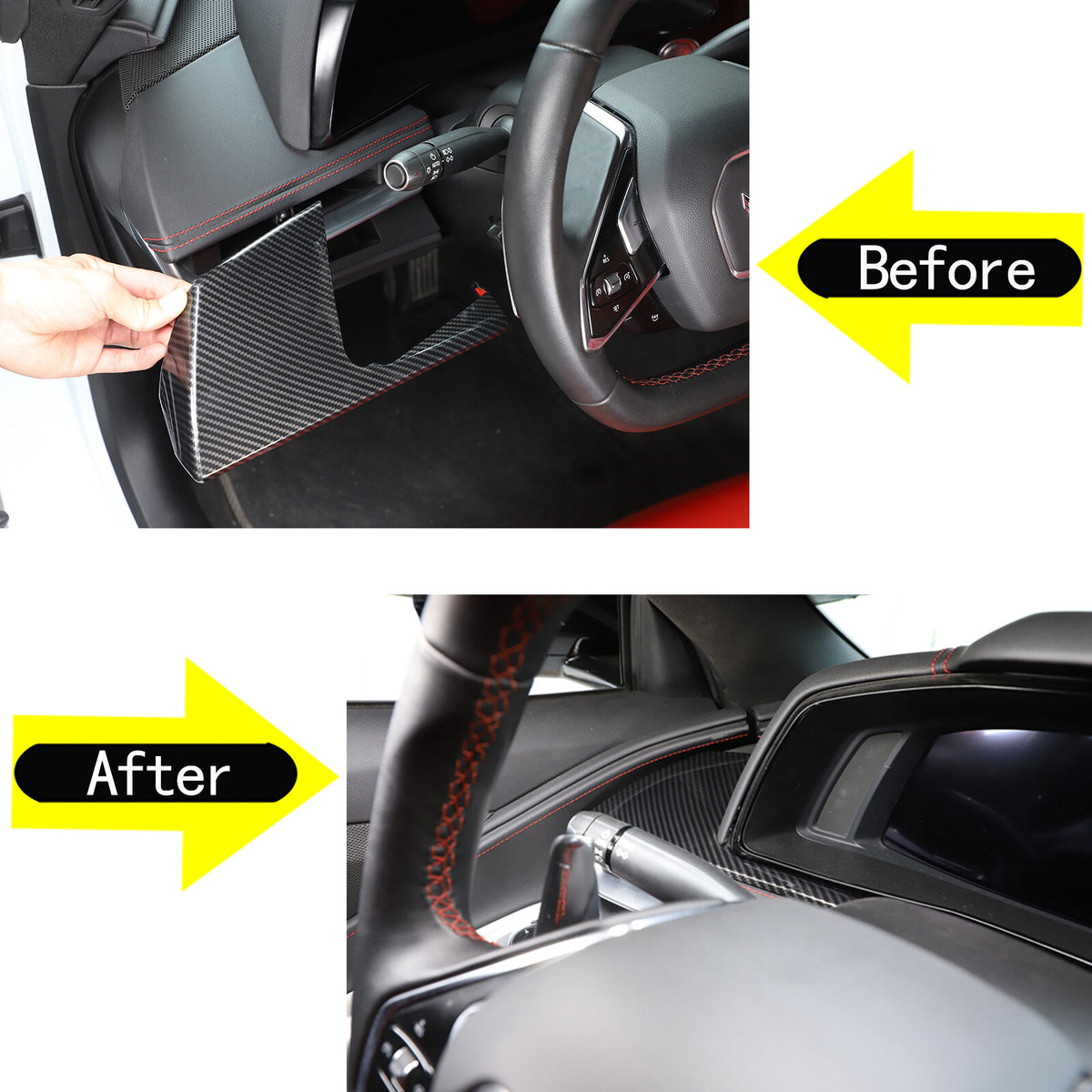 Carbon Fiber ABS Interior Full Decor Cover Trim Kit For Corvette C8 2020-2025 - Styles 46-50 60