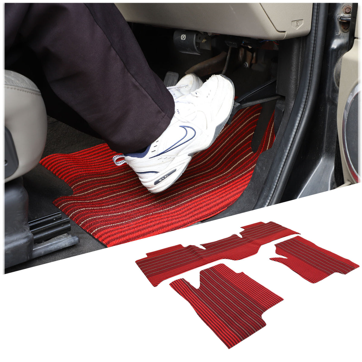 Red Car Floor Mats Liner Cargo Carpets Foot Pads For Hummer H2 2003-2007 24