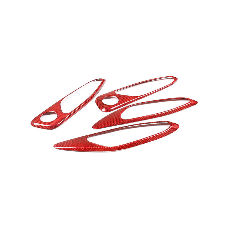 Red Carbon Fiber Style Inner Door Handle Frame Trim For Alfa Romeo Giulia 17-19 4