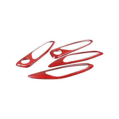 Red Carbon Fiber Style Inner Door Handle Frame Trim For Alfa Romeo Giulia 17-19 4