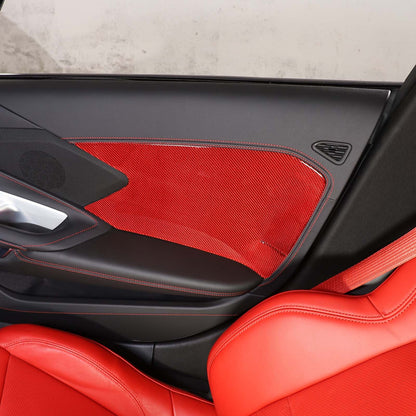 Red Carbon Interior Door Panel Large Panel Sticker Trim For Corvette C8 20-26 US 8