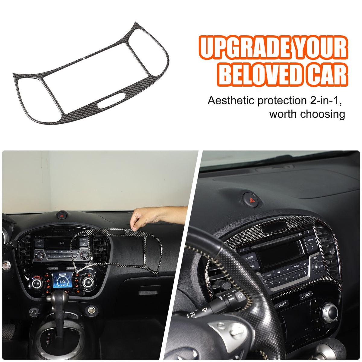Soft Carbon Fiber Interior Center Console trim Sticker For Nissan Juke 2011-2019 104