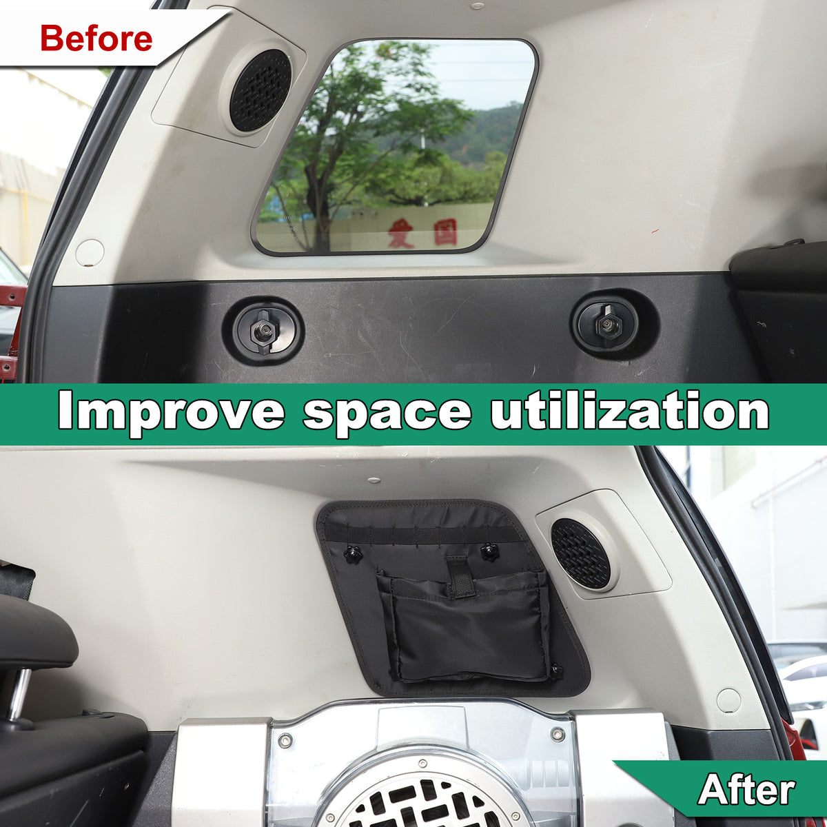 Rear Trunk Anti-roll Window Storage Bag Organizer Oxford For Toyota FJ 2007-2014 14