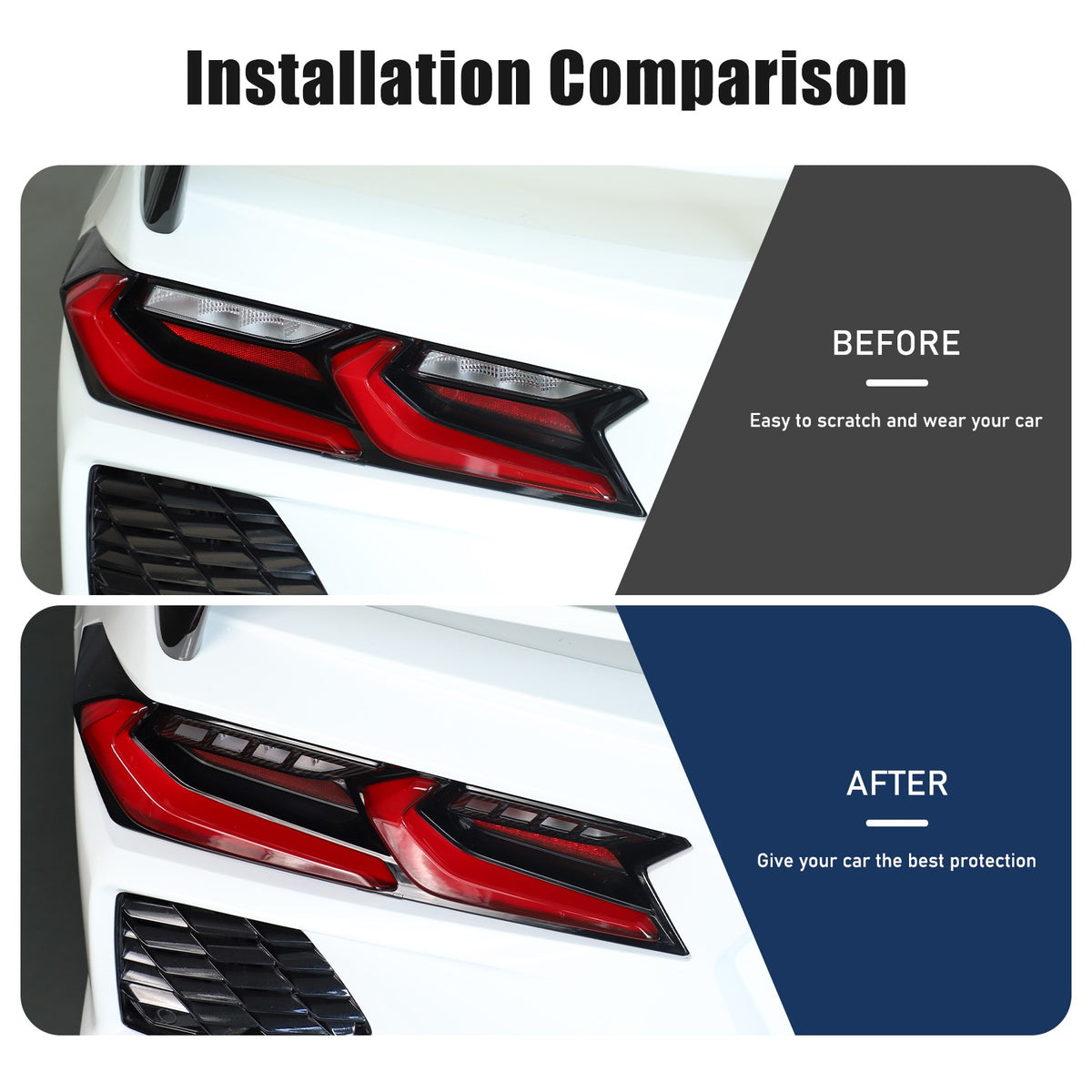 Real Carbon Fiber Reverse Light Protector Frame Trim For Corvette C8 2020+ 21