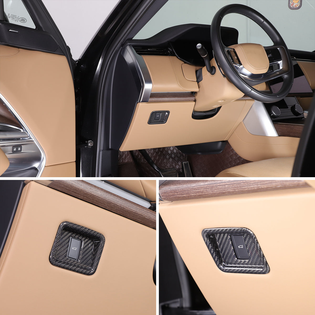 Real Carbon Fiber Inner Tailgate Switch Trim Cover For Range Rover Vogue 23+ 5