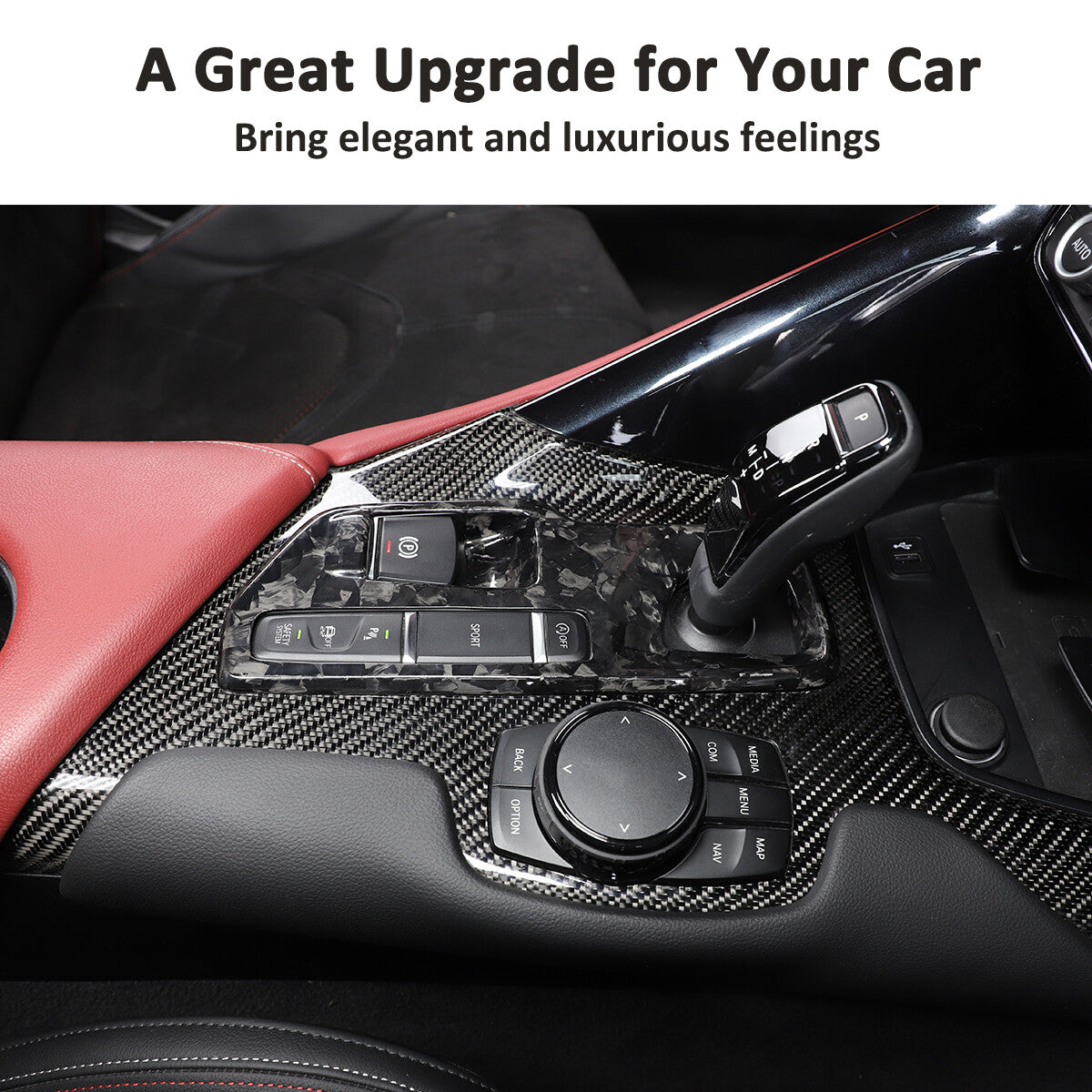 Forged Console Gear Shift Box Panel Trim Cover For Toyota Supra A90 2019-2022 8