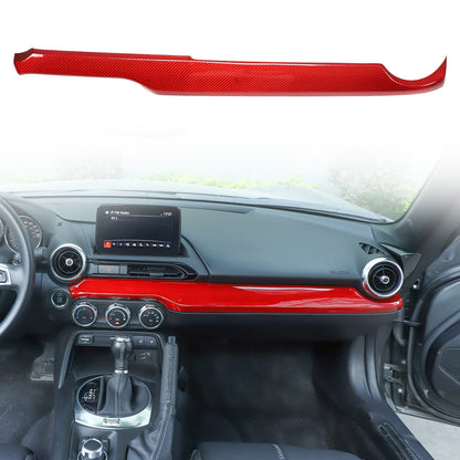 Red Real Carbon Fiber Dashboard Center Trim For Mazda MX-5 Miata 2016+ 7