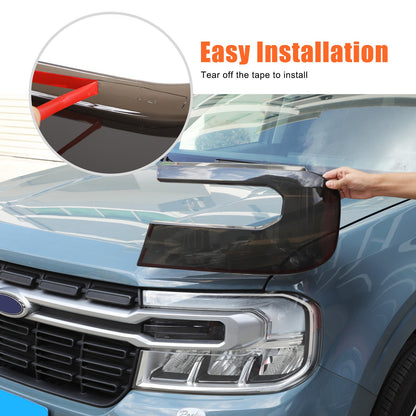Transparent Gray Smoked Front Headlight Cover Trim For Ford Maverick 2022-2024 5