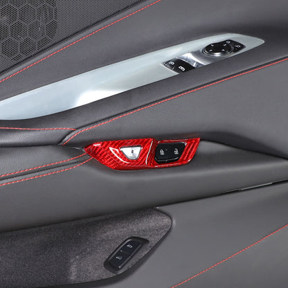 Red Real Carbon Fiber Full Interior Set Decor Trim Kit for Corvette C8 20-25 84