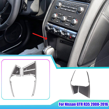 Matte Real Carbon Fiber Mode Button Side Trim For Nissan GTR R35 2008-2016 1