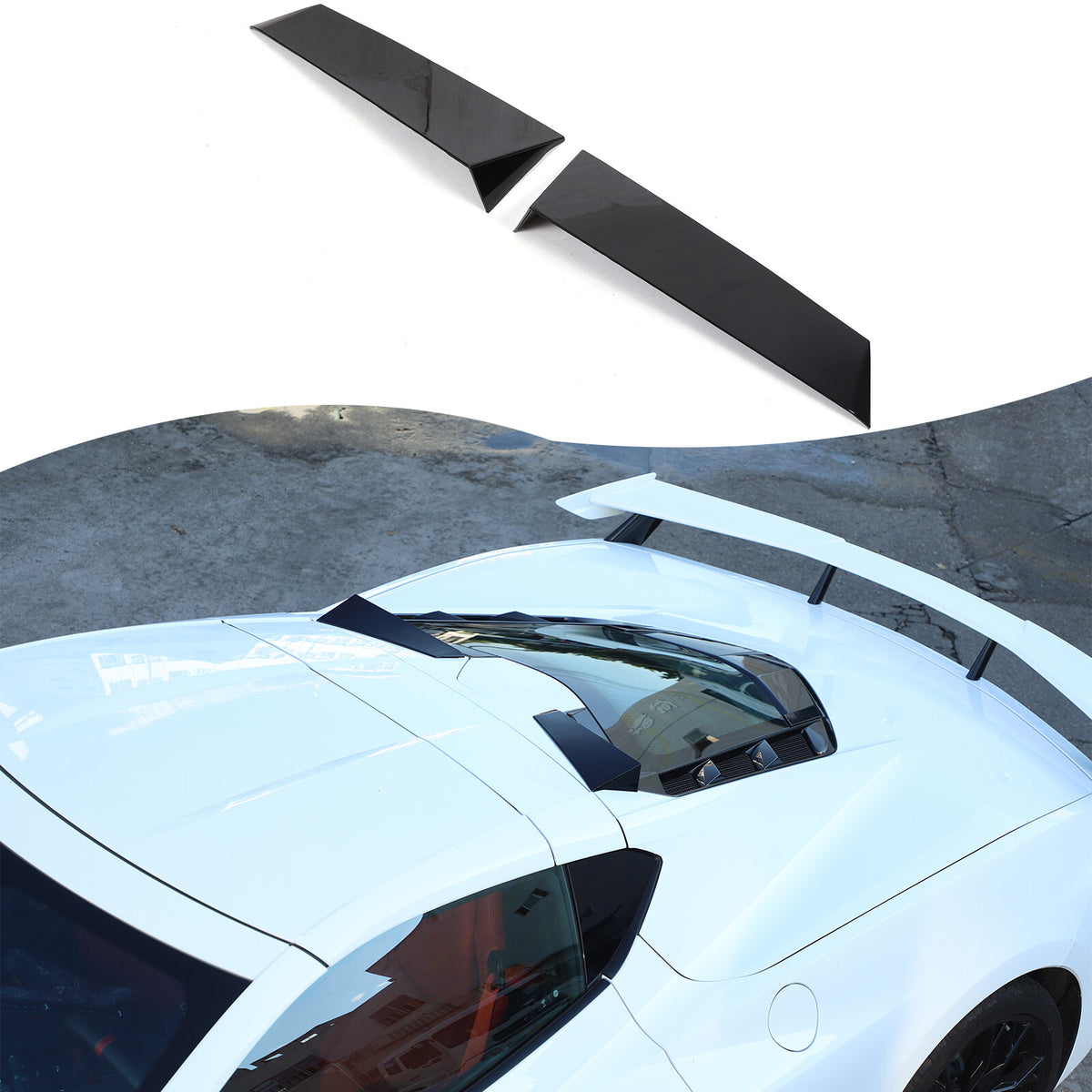 Glossy Black anti-wind buffeting deflector Trim For Corvette C8 Coupe 2026 US 6