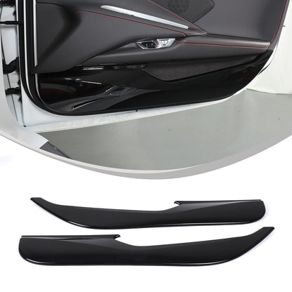 Glossy Piano Black ABS Interior Door Anti-Kick Panel Trim For Corvette C8 2020+ 17