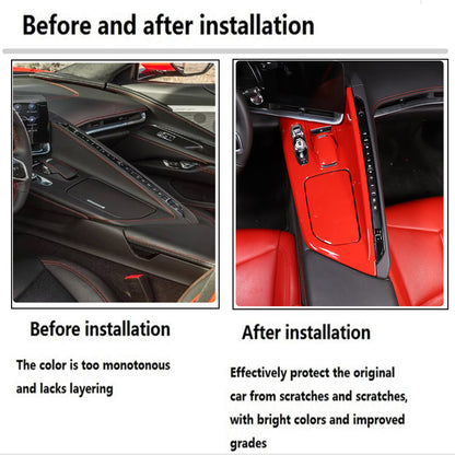 2pcs Red ABS Center Console Frame Trim Cover Fit for Corvette C8 2020-2025 3