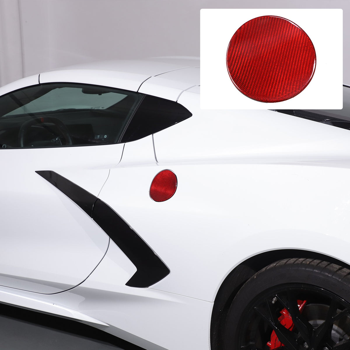 Replacement Red Real Carbon Fiber Fuel Tank Cap Lid Cover For Corvette C8 20+ US 19