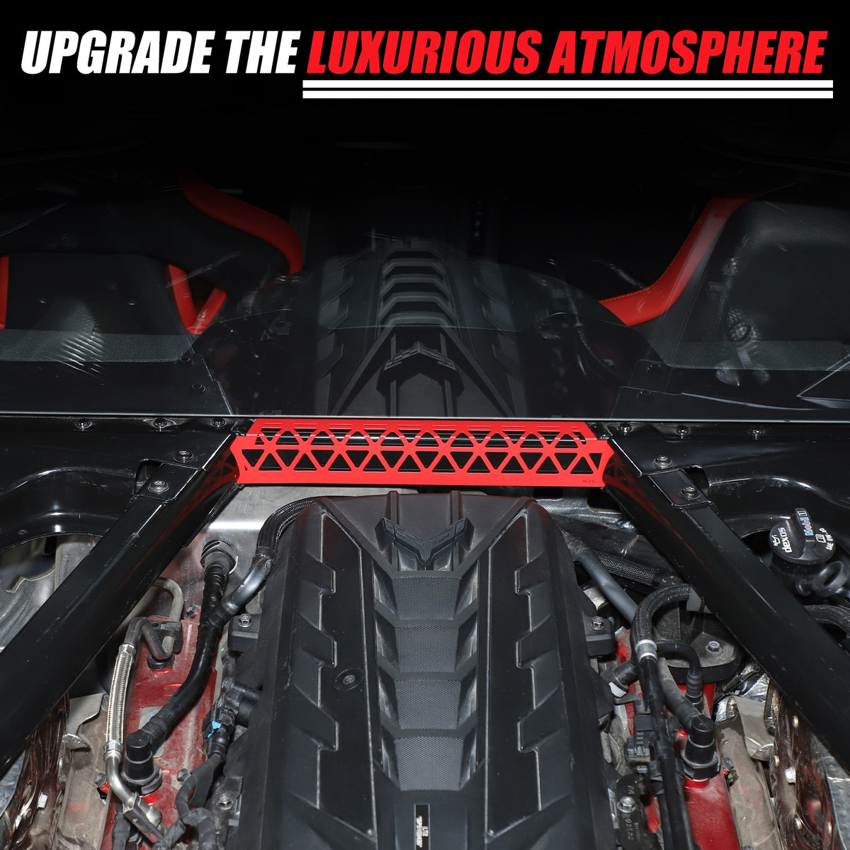Red Aluminum Engine Bay Strut Bar Connecting Trim Cover For Corvette C8 2020+ 19