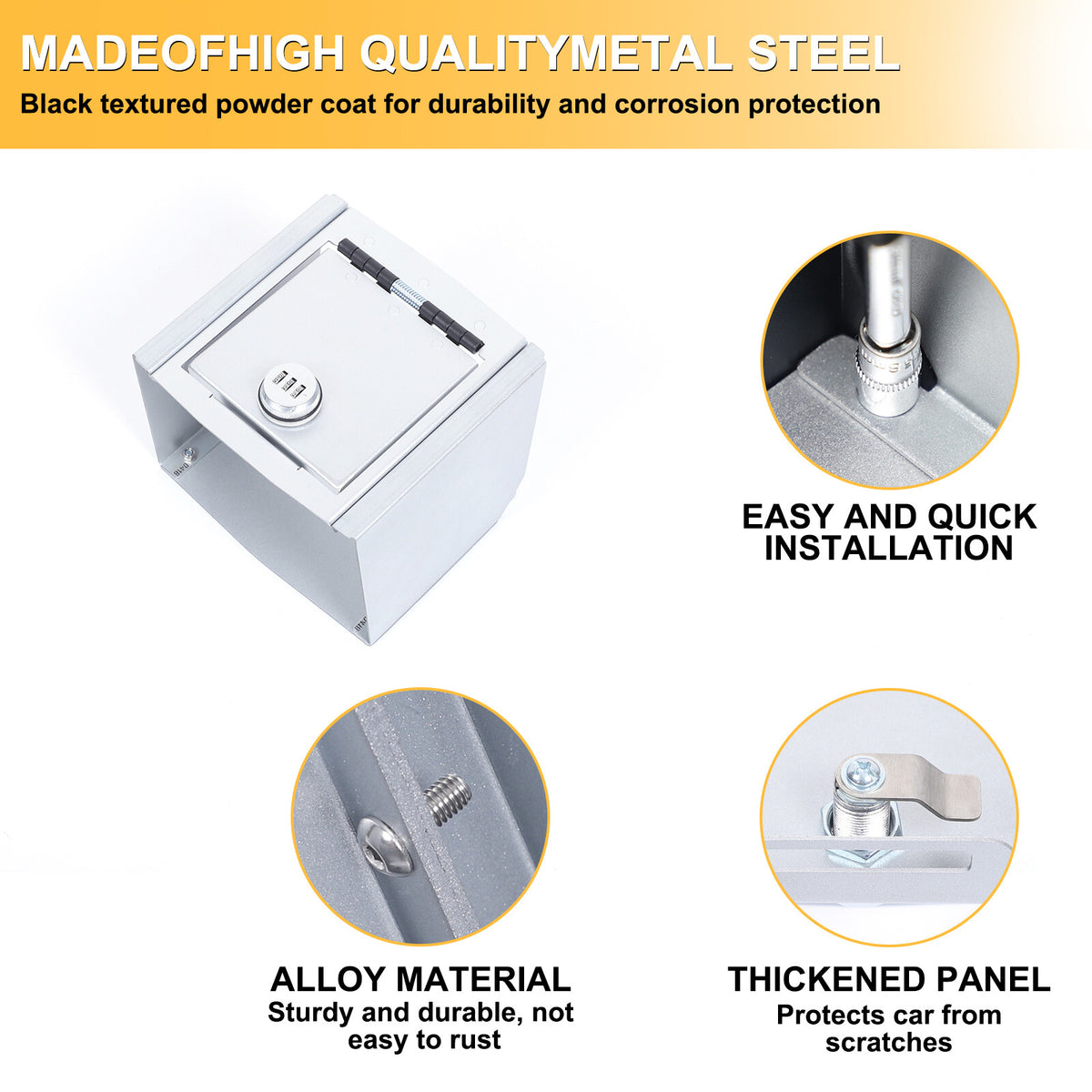 Silver Center Console Armrest Safe Storage Lock Box TRAY For Ford Maverick 22-25 15