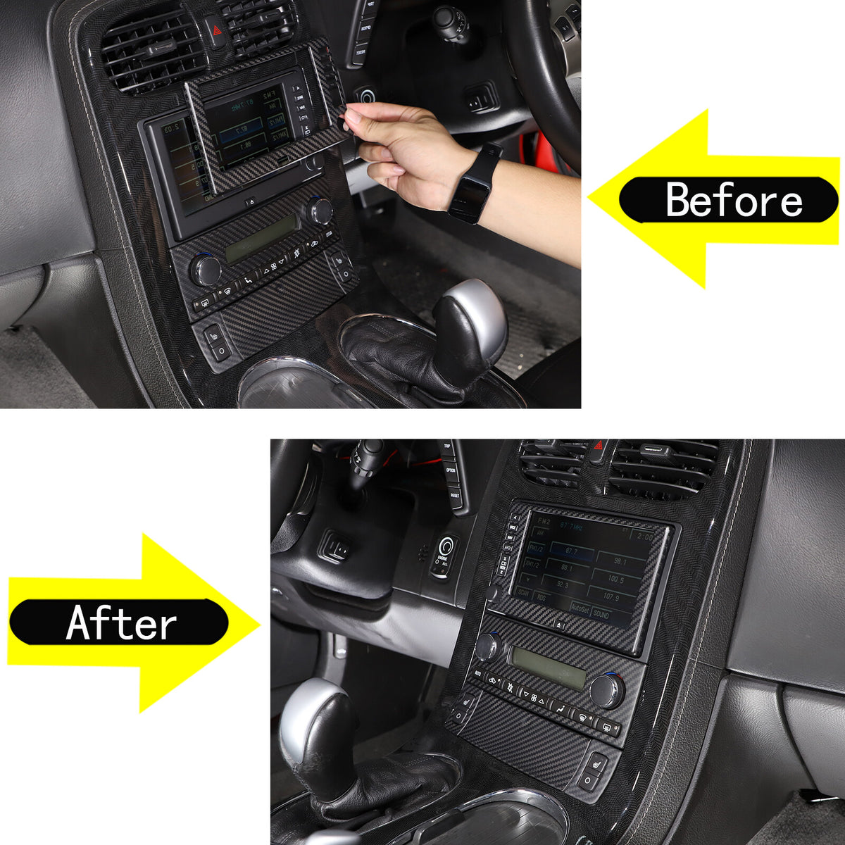 Matte Dry Real Carbon Fiber Center Console Trim Cover For Corvette C6 2005-13 26