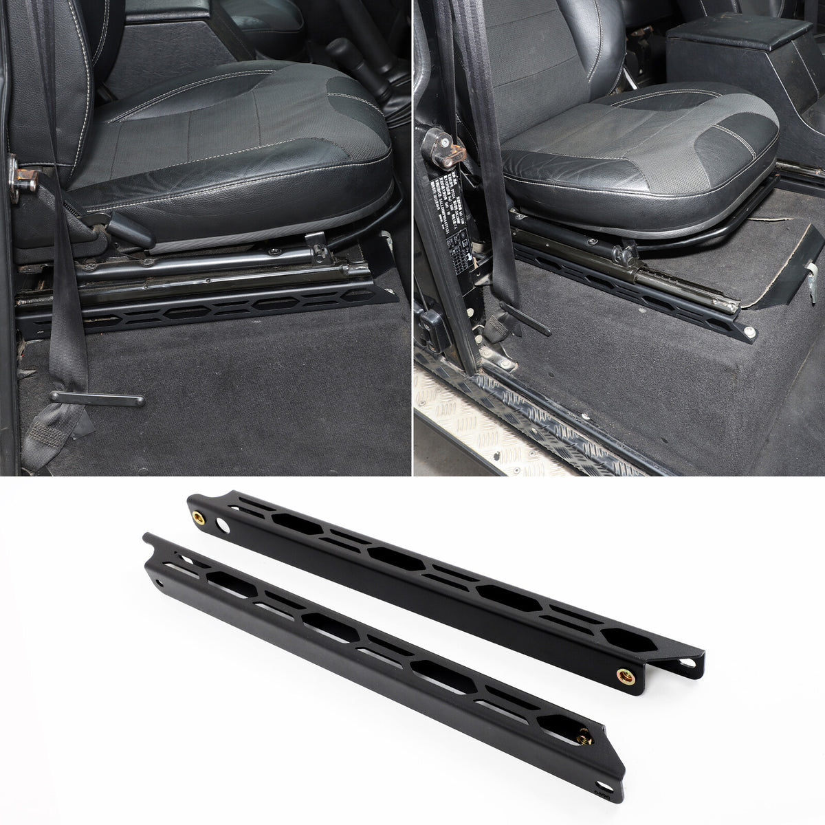 Black Steel Front Seat Adjustment Bracket Trim For LR Defender L316 2004-2018 2