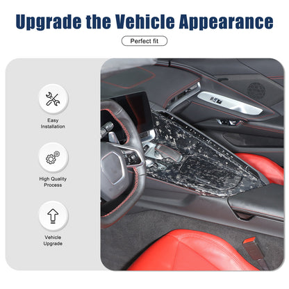 Forged Real Carbon Fiber Center Gear Shift Panel Trim For Corvette C8 2020+ 7