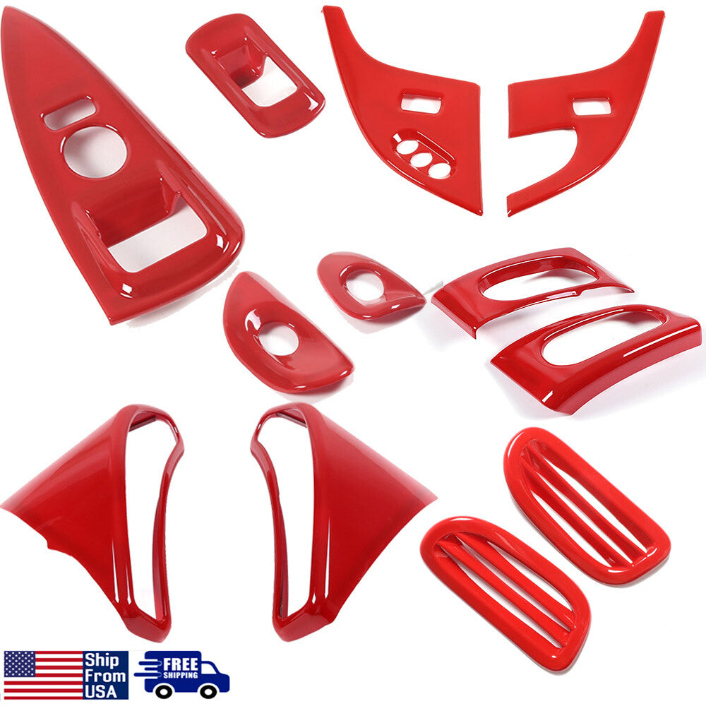 Red ABS Dashboard Interior Air Outlet Trim Set Kit For Corvette C6 2005-13 US 1