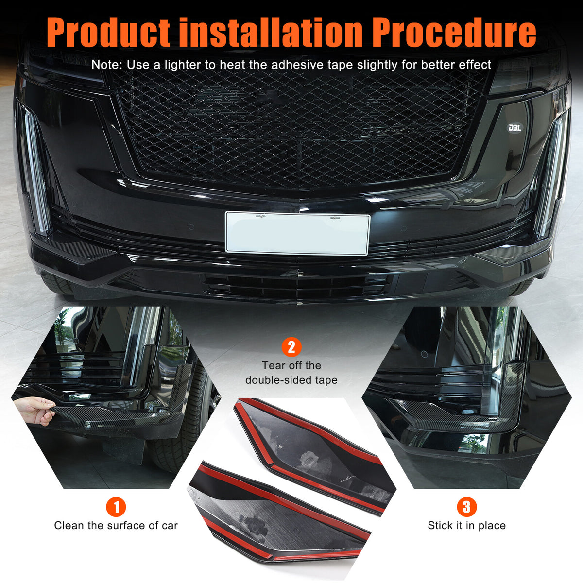 Glossy Black Front Headlight Fog Light Trim Cover For Cadillac Escalade 2021-23 14