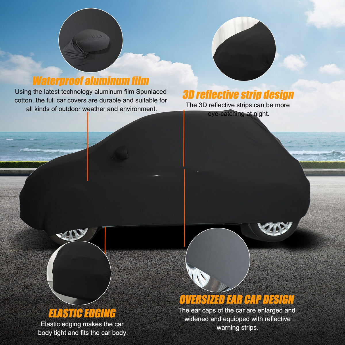 Car Protection Cover Waterproof Sun UV Snow Resistant For Fiat 500 2010-2022 US 21