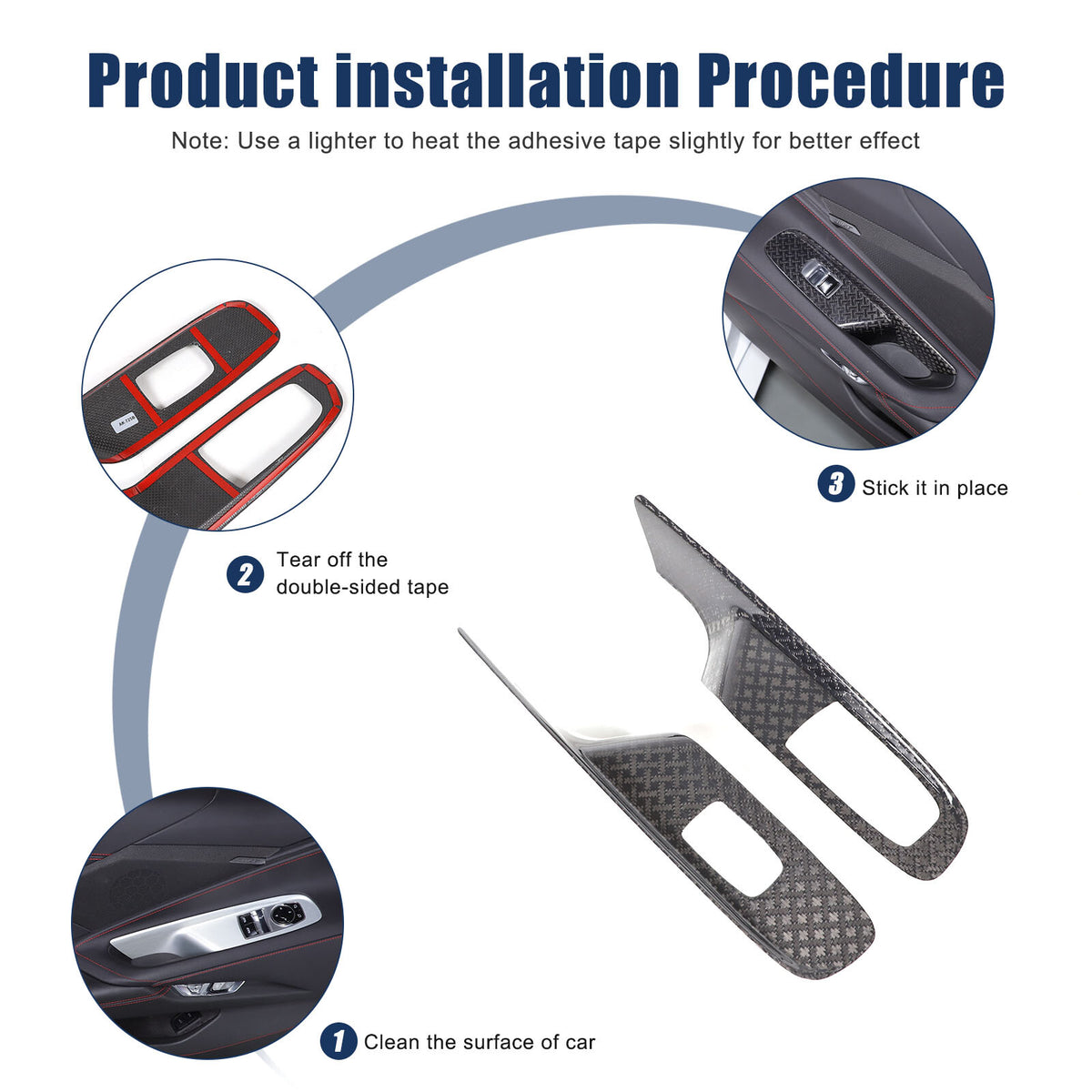 Real Carbon Fiber Window Lift Button Frame Trim For Corvette C8 Coup 2020-2026 9
