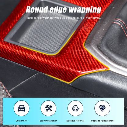 Red Real Carbon Fiber Center Console Cup Holder Trim For Subaru WRX VB 2022+ MT 12