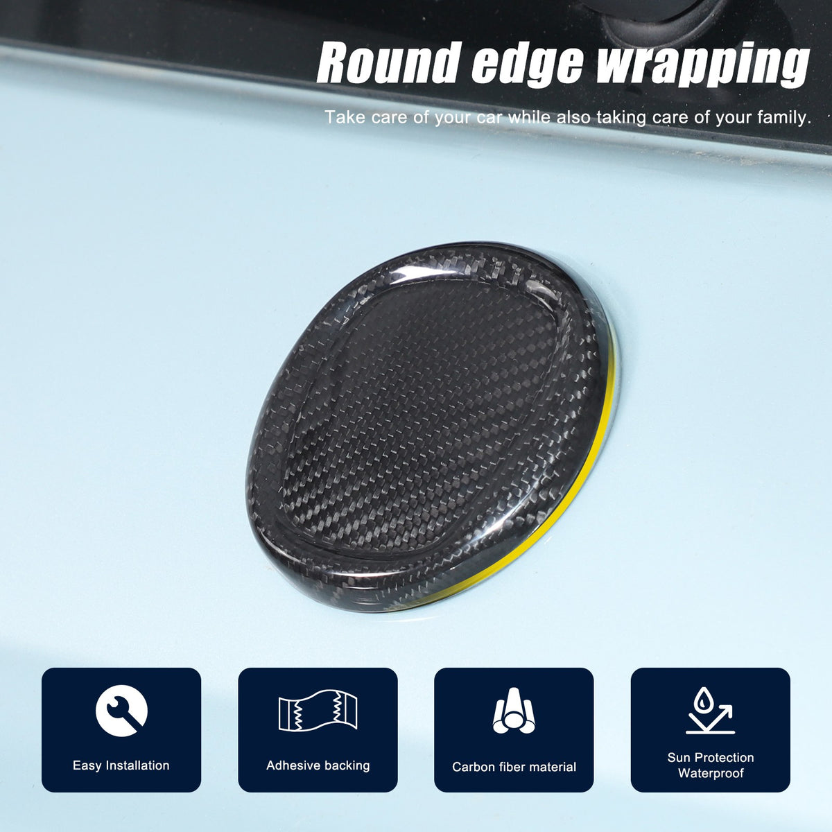 Real Carbon Fiber Front & Rear Emblem Cover Trim For Fiat 500 312 2016+ 11