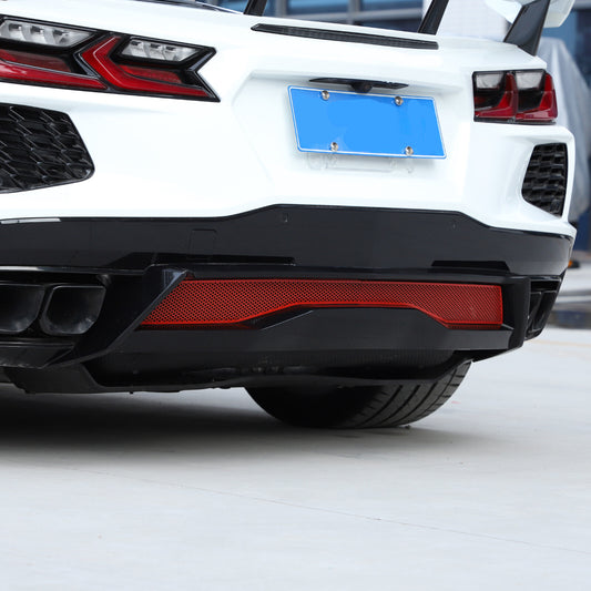 Steel Red Rear Bumper Lower Central Bar Trim Cover For Corvette C8 2020-25 1