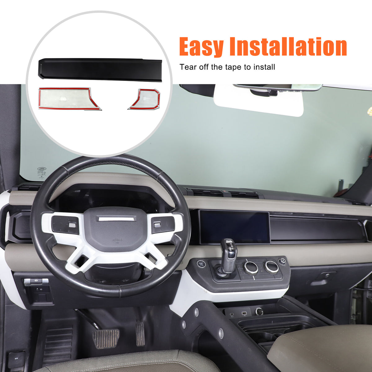 Matte Real Carbon fiber Dashboard wordmark Trim Cover For LR Defender 20-23 US 23