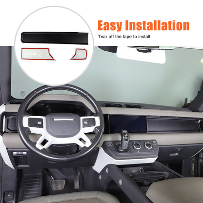 Matte Real Carbon fiber Dashboard wordmark Trim Cover For LR Defender 20-23 US 23