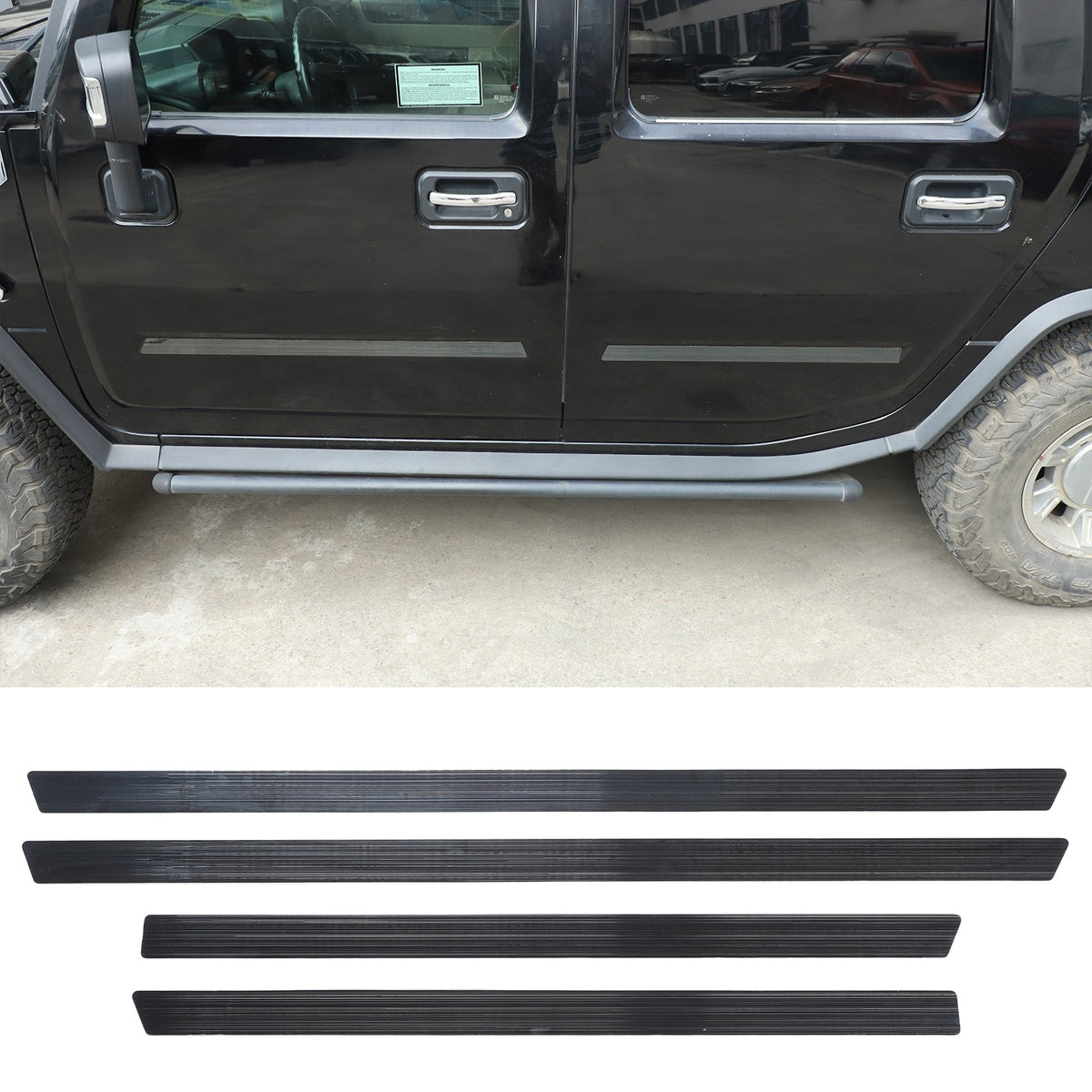 Black Titanium Stainless Steel Body Molding Trim Strips For Hummer H2 2003‑2009 1