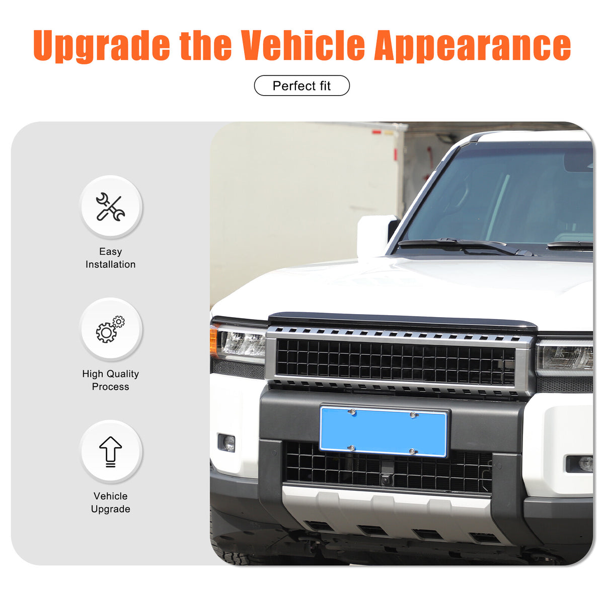 Glossy Black Front Grille Upper Engine Hood Trim For Toyota Land Cruiser LC250 22
