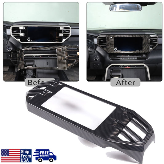 Carbon Style Interior Center Air vent Frame Trim Cover For Toyota Tundra 2022-26 1