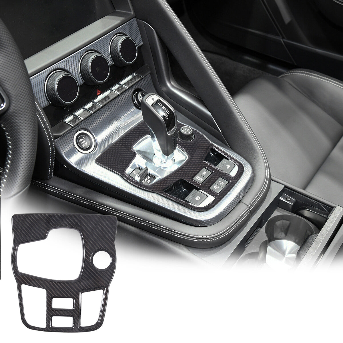Real Carbon Fiber Car Gear Shift Panel Cover Trim For Jaguar F-TYPE 2013-22 1