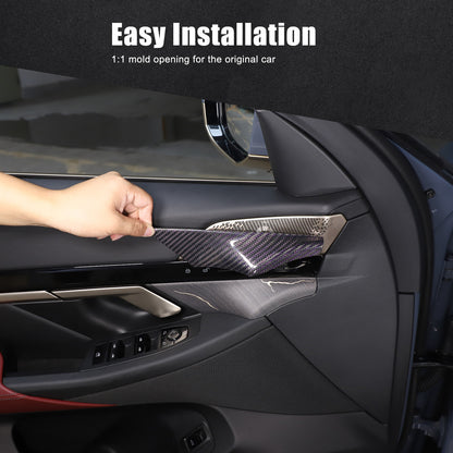 Real Carbon Fiber Interior Door Handle Panel Cover Trim For BMW 5 Series G60 24+ 14