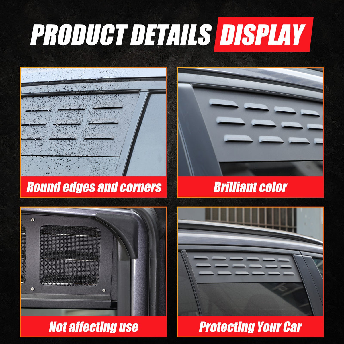 Aluminum Rear Door Window Louver Air Vent Panel Trim For Honda Pilot 2016-2022 10