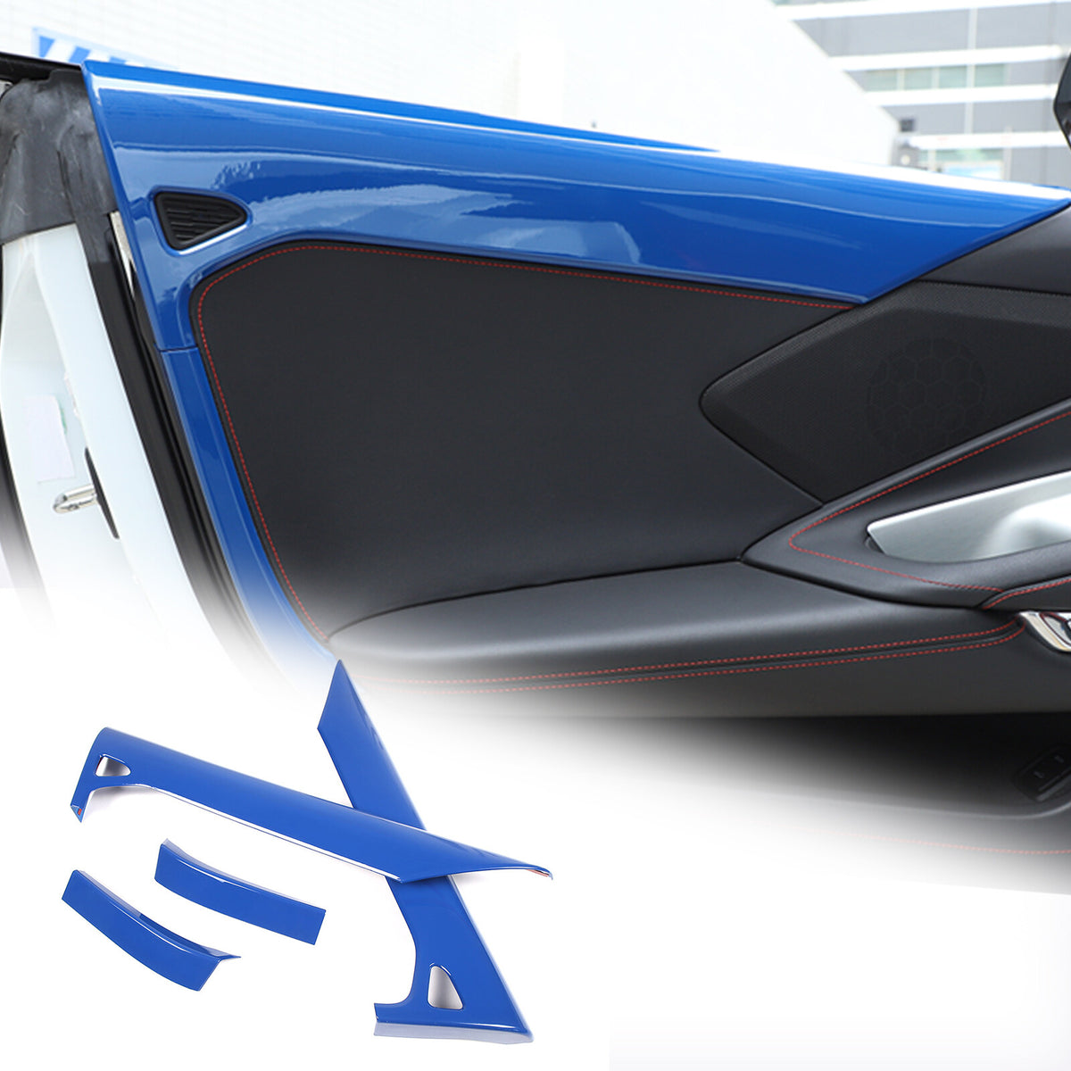 Blue ABS Inner Interior Door Panel Cover Trim For Corvette C8 Z51 Z06 2020-26 US 3