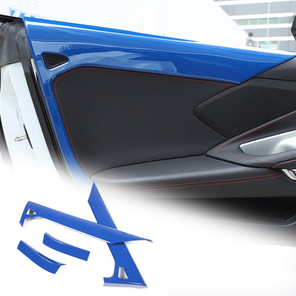 Blue ABS Inner Interior Door Panel Cover Trim For Corvette C8 Z51 Z06 2020-26 US 3