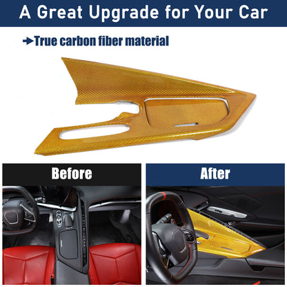 Real Carbon Fiber Center Console Gear Shift Panel Cover For Corvette C8 2020-25 12