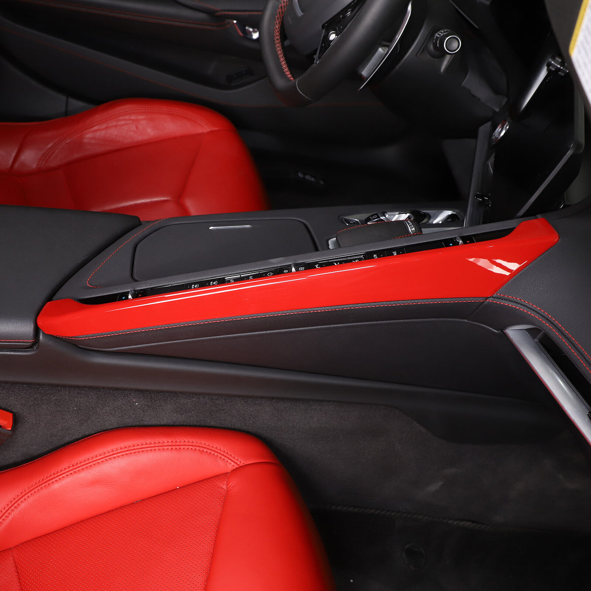 ABS Red Center Console Side Decoration Strip For Corvette C8 2020-2025 8